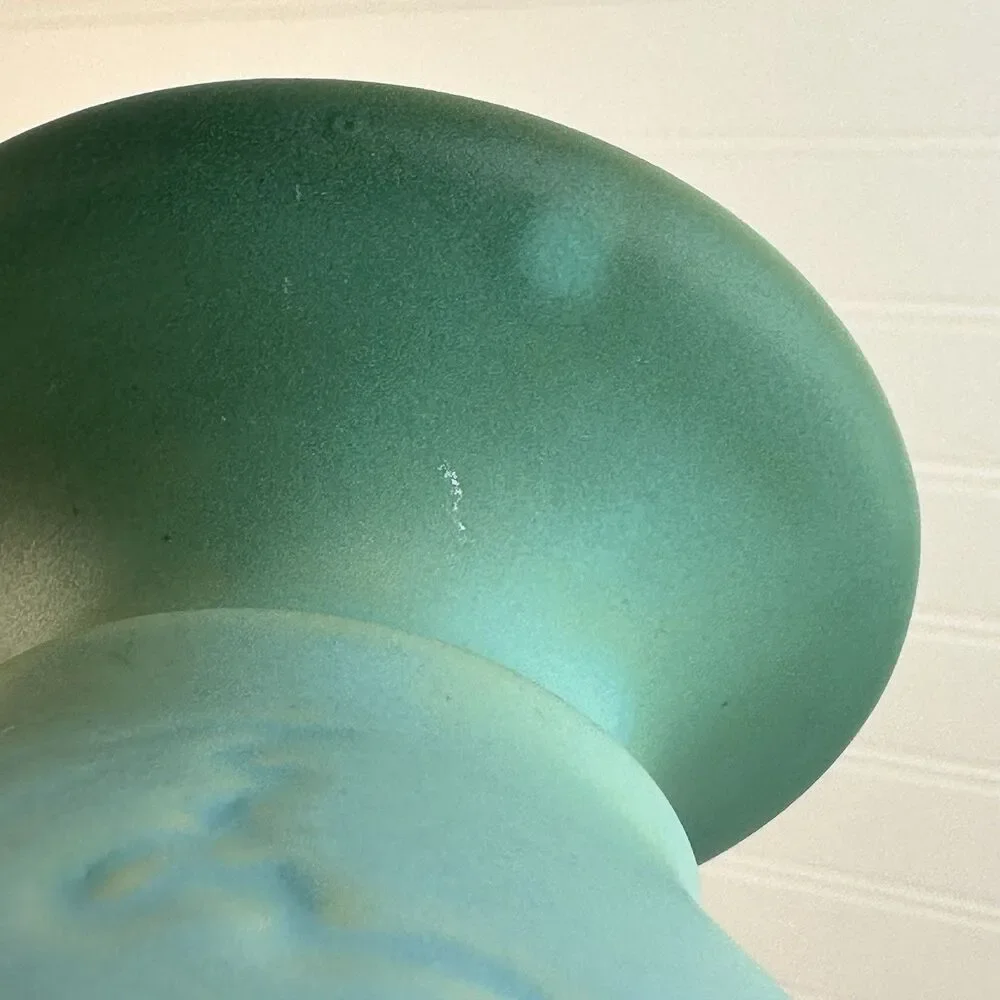 Vintage Roseville Pottery Aqua Blue Green Silhouette Vase With Oak Leaves 779-5
